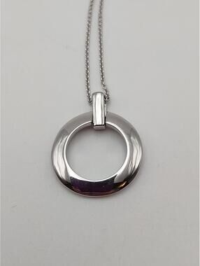 Modern 925 Sterling Silver FAS Open Circle Hoop Necklace 18"